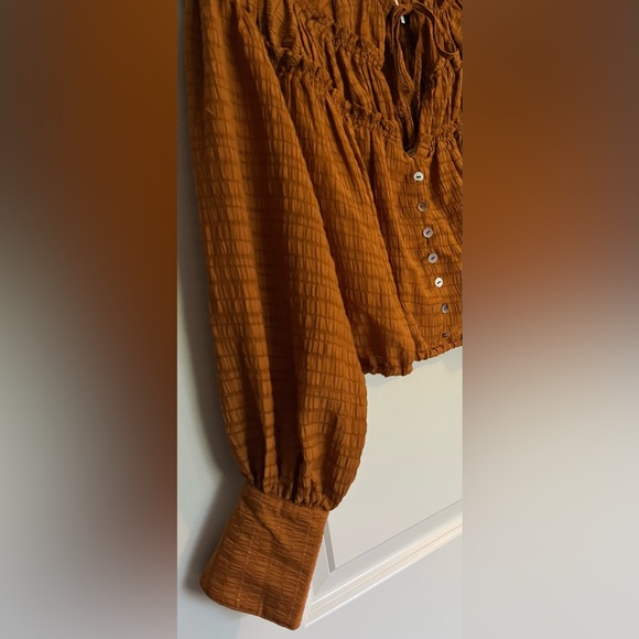 13. Free People NWT Hailey Blouse Glazed Orange Size Small - Picture 5 of 9